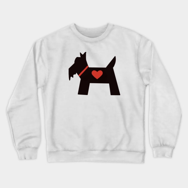 Black and red Scottie dog with heart Crewneck Sweatshirt by KaisPrints